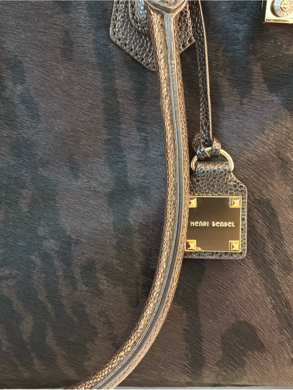 Henri Bendel Rare Black Pony Hair & Leather Satchel / Tote NWOT - Picture 3 of 12